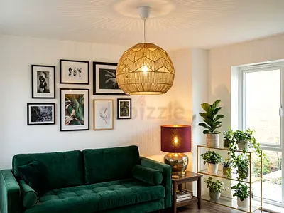 Woven Rattan Decorative ceiling lamp / chandeliers - Natural Finish