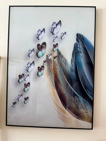 Framed Butterfly Wall Art Print - Modern Feather Design