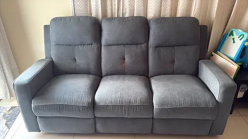 Comfortable 3-seater Recliner Sofa - Grey, Good Condition (with cover)