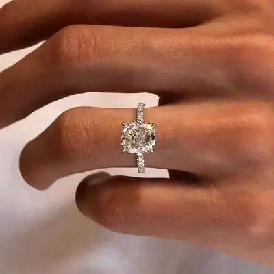2CTS Natural Cushion Cut Diamond Ring GIA