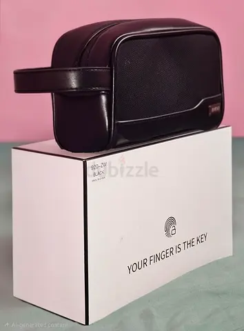 Black Men's Travel Dopp Kit / Toiletry Bag with Fingerprint Lock