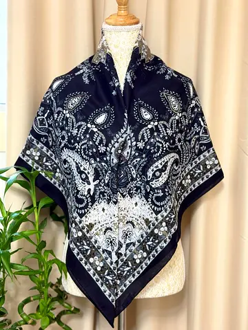 Black and white silk scarf