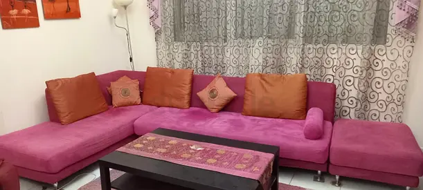 Free coffee table & Recliner with L shape pink purple magenta micro fabric sofa , very comfortable