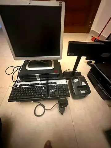 (POS) System with Monitor, Keyboard, Printer, and Scanner