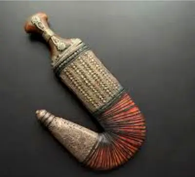Antique Middle Eastern Jeweled Khanjar Dagger Sheath - Decorative Collectible