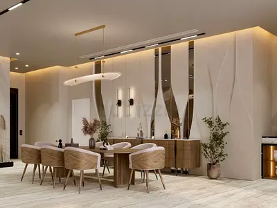 Earthy Elegance | Modern Minimal Dining Area — Dubai