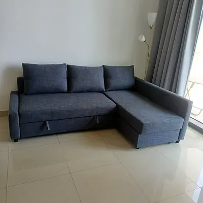 Comfortable Dark Grey L-Shape Sofa Bed with Storage
