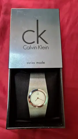 Calvin Klein Swiss Made Ladies Silver Mesh Watch (With Box)