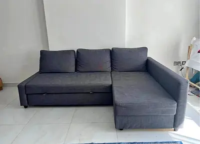 Grey L-Shaped Corner Sofa Bed