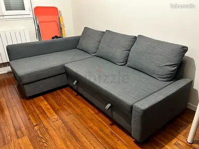 Gray L-shaped Corner Sofa bed with Storage - Good Condition