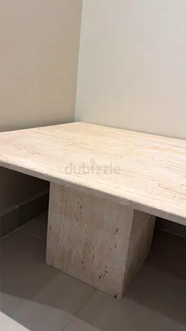 Solid Travertine Stone Dining/Console Table - Natural Finish
