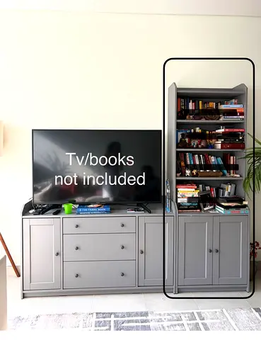 Tall Grey Bookcase with Shelves - HAUGA style