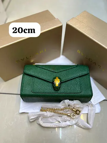 Genuine Bvlgari Serpenti Forever Green Leather 20cm Shoulder Bag - Excellent Condition