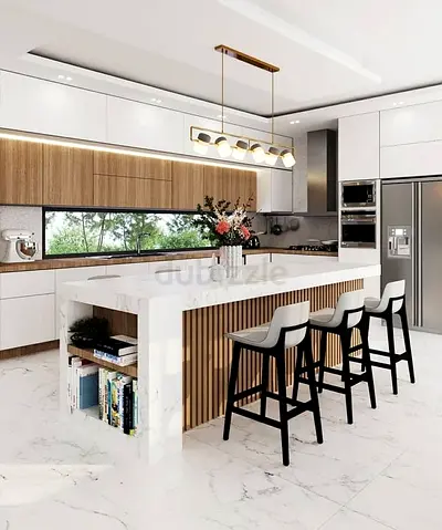 Modern marble kitchen island