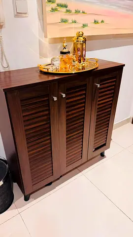 Dark brown cupboard/shoe rack 150 , white cupboard 180 , 2 side tables 150 , 1 center table 200