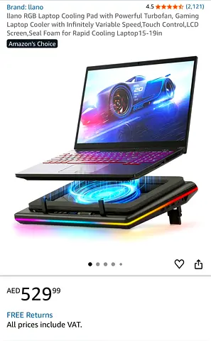 RGB Laptop Cooling Pad with Adjustable Height and LCD Fan Control