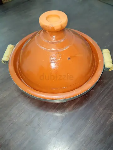 Traditional Clay Tagine with Metal Base and Handles