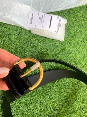 Black leather belt with gold buckle - like new