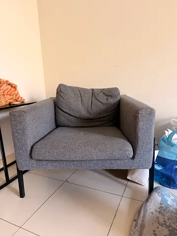 Urgent SALE! Pick up today!Single-seater grey fabric armchair with metal legs
