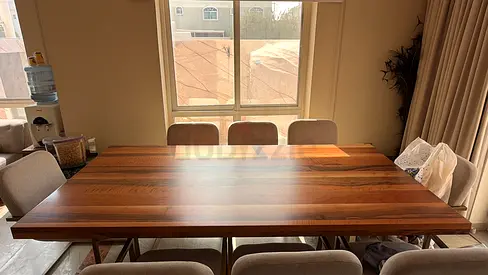 Solid Wood Dining Table with 6 Chairs - Good Condition