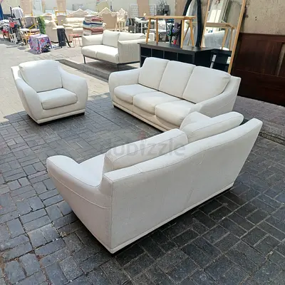 3-Piece Cream Fabric Sofa Set – 3-seater, 2-seater and Armchair
