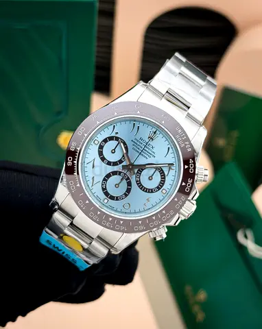Rolex Platinum Ice Blue Arabic numbers Super Clone