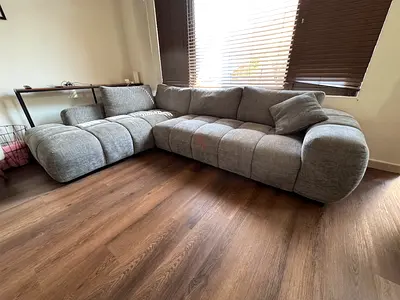 Comfortable L-shaped Grey Fabric Corner Sofa — brand new Condition