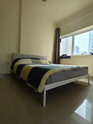 Metal Queen Size bed frame and mattress in good condition.