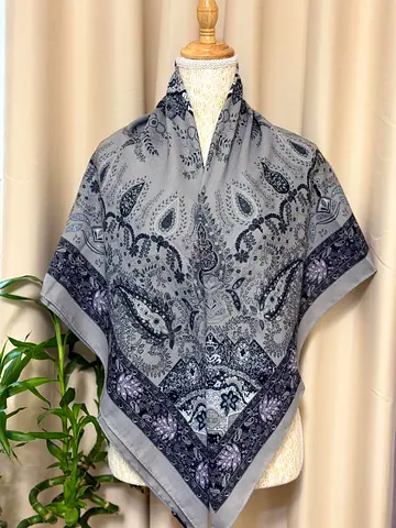 Grey and Navy patterned scarf