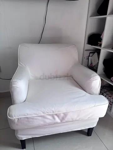 White Single Armchair with Removable Cover - Good Condition