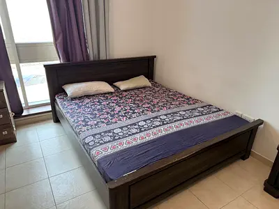 Dark wood King bed frame with Mtress and Drasing Table