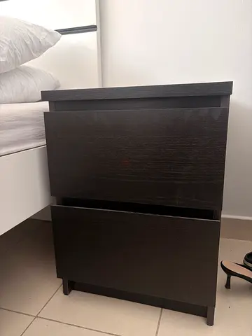 URGENT SALE- 2x Dark wood bedside nightstand with two drawers - good condition- no damages -PAN HOME