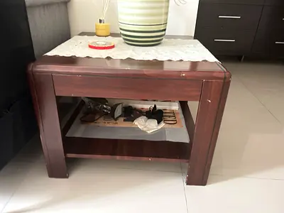 Solid Wood Dark Brown Side/End Table with Lower Shelf