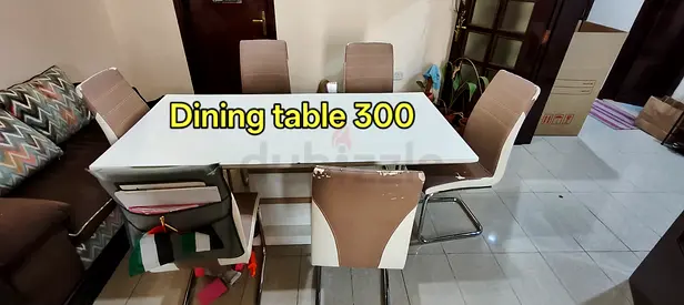 6-Seater Modern White Dining Table with Chairs - Good Condition