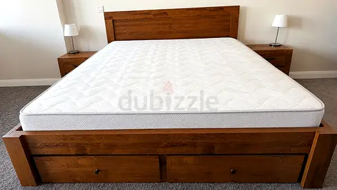 Home Centre Complete King Bedroom Set | Storage Bed + Mattress + Dresser + 2 Side Tables