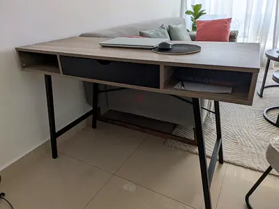 Pan Home modern desk with storage and metal legs