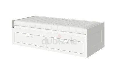 Ikea brimnes White Single Daybed with Two Under-Drawer Storage