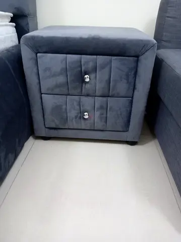 Grey Velvet 2-Drawer Bedside Nightstand