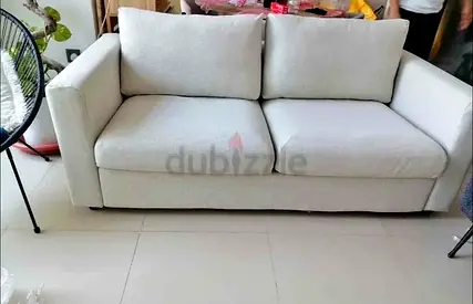 Comfortable 2 Seater Sofa in Beige Fabric