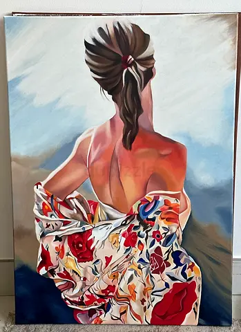 Original Hand-Painted Oil Painting on Canvas – Woman Portrait – 50 × 70 cm
