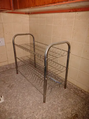 Two-tier metal shoe rack / shelving unit - sturdy and compact