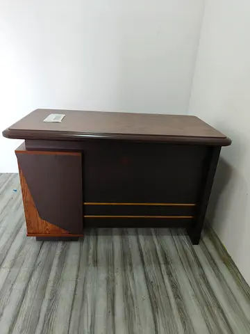 Solid Wood Office Desk with Storage Cabinet - Dark Brown,