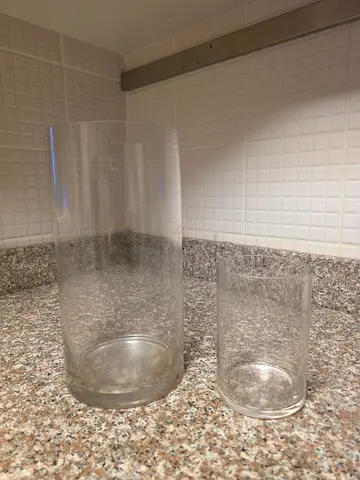 Set of 2 Clear Glass Vases — Tall (30cm) and Small (15cm)