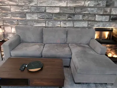 Crate and Barrel Axis gray lshape sofa