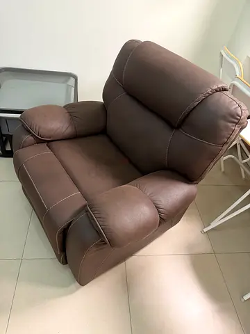 Comfortable Brown Leather Recliner Armchair - Good Condition