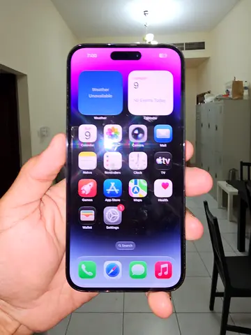 Iphone 14 pro max 128Gb TDRA Emirati one physical sim +Esim All Geniune waterpack battery health 80%