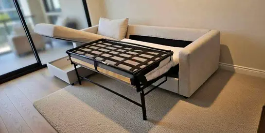Modern Beige L-Shaped Sofa Bed with Bed