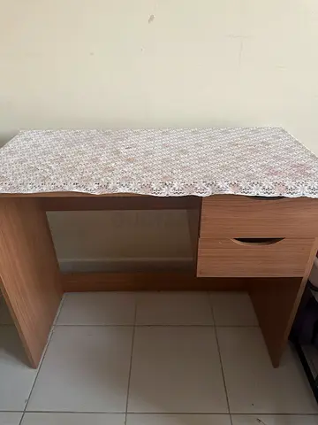 Compact wooden study desk with drawer - light oak finish
