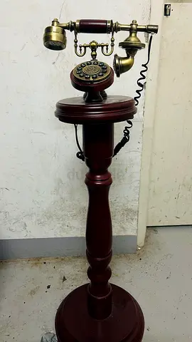 Vintage Rotary Candlestick Telephone on Wooden Stand