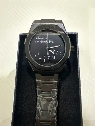 Black Stainless Steel Analog Wristwatch with Unique Dial - Like New